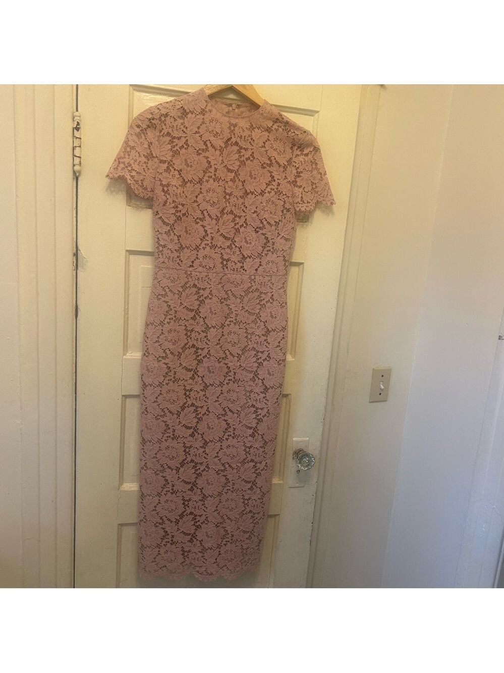 Vintage Valentino SPA Elegant Blush Lace MIDI Dress Italy Coquette Romantic